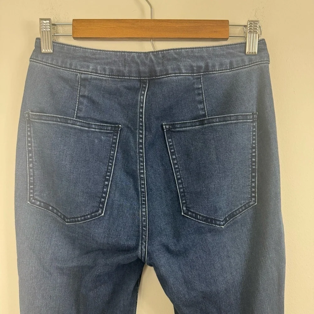 Free People Blue Flare Wide Leg Jeans Size 27 Short High Rise Denim